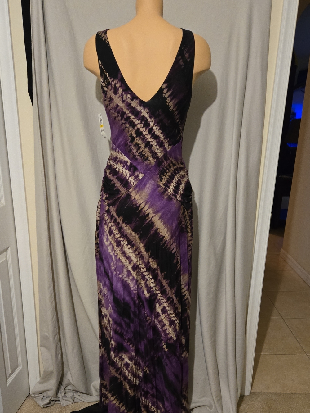 INC Purple Tie-Dye V-Neck Maxi Dress, New - Picture 6 of 7